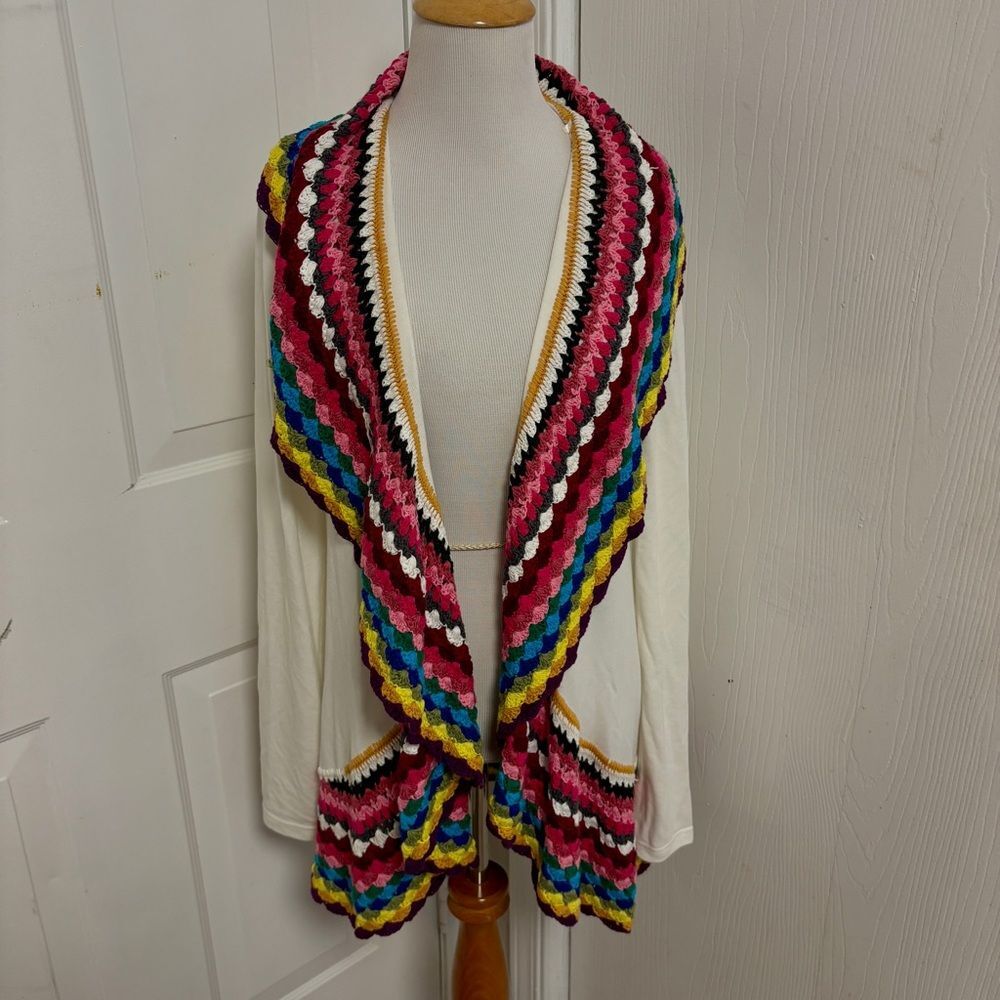 Anthropologie Double Zero Crochet Trim Cardigan K1
